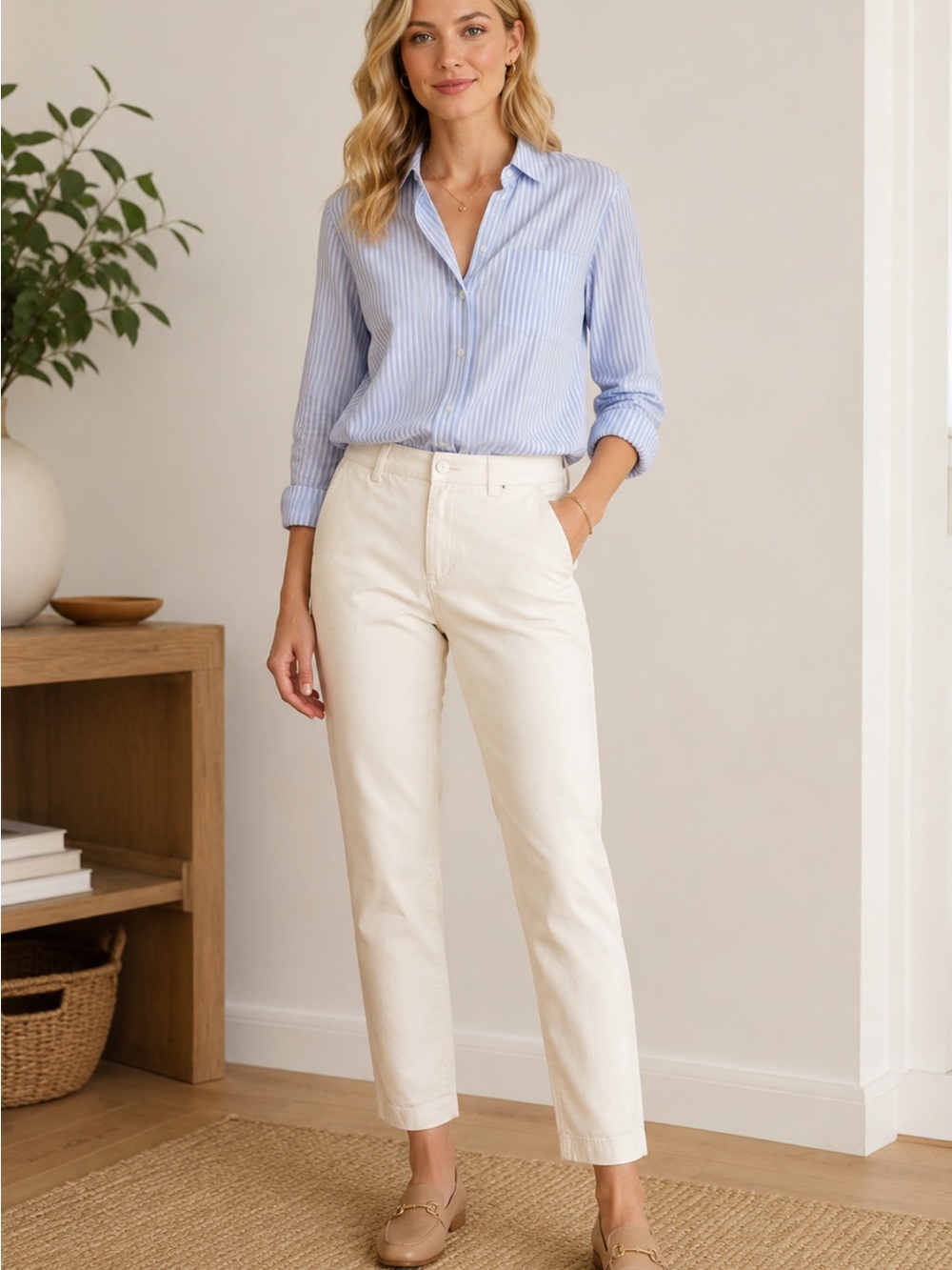NWT Gap Downtown Khaki Mid Rise Stretch Ankle Pants Cream Ivory Size 2
